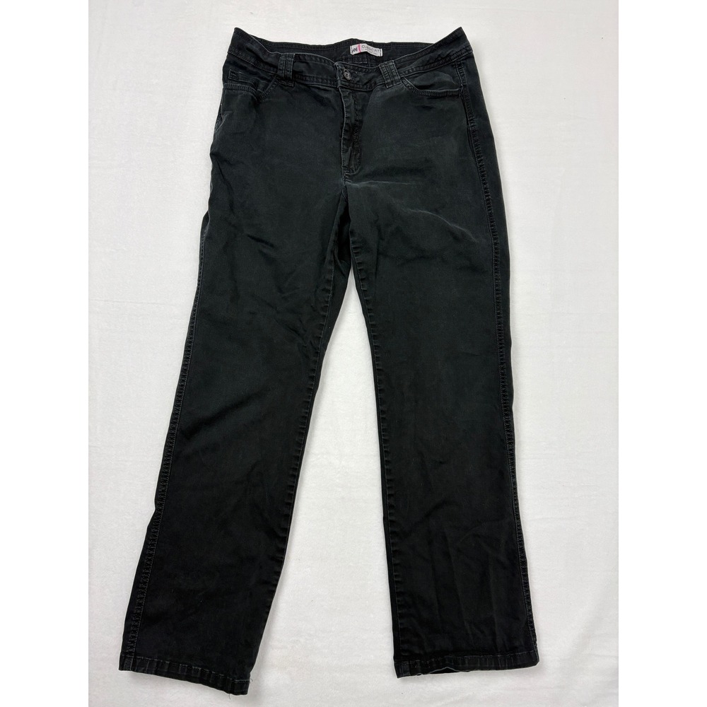 Lee Classic Fit Straight Leg Black Pants Womens 14 Medium Cotton Spandex N3